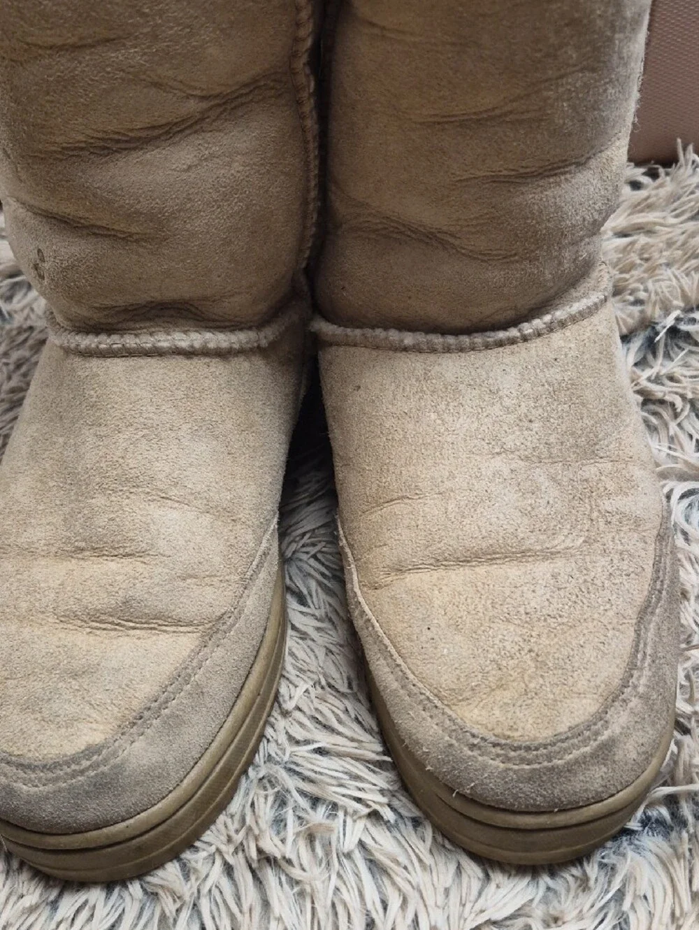UGG Tall Shearling-Lined Suede Boots in Light Tan
